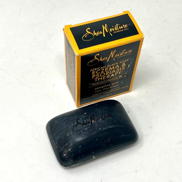 NEW ~ Shea Moisture African Black Soap Eczema & Psoriasis Therapy Bar Soap 5oz - Picture 2 of 4
